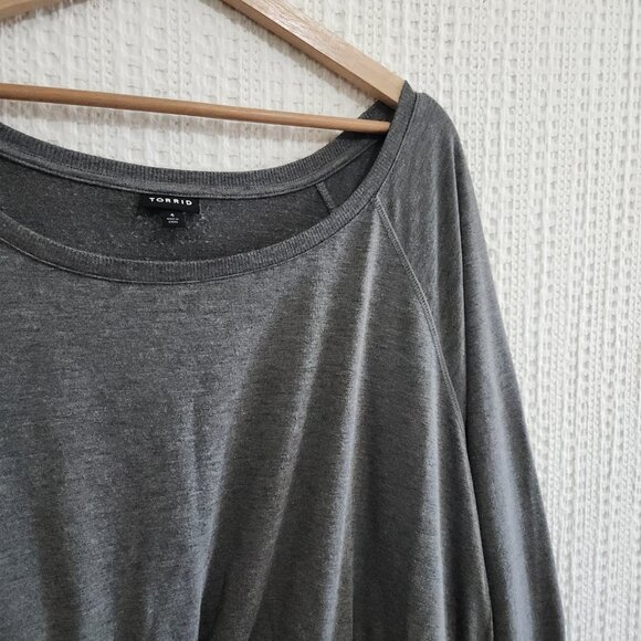 Torrid Plus Size Off-Shoulder Skater Dress  French Terry Heather Grey Dip Dye 4X - Picture 5 of 13